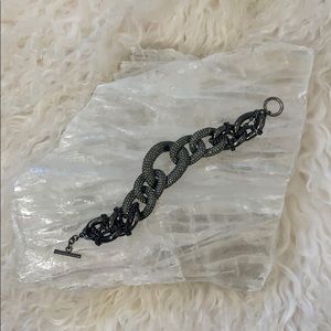 Rhinestone Gun Metal Chain bracelet